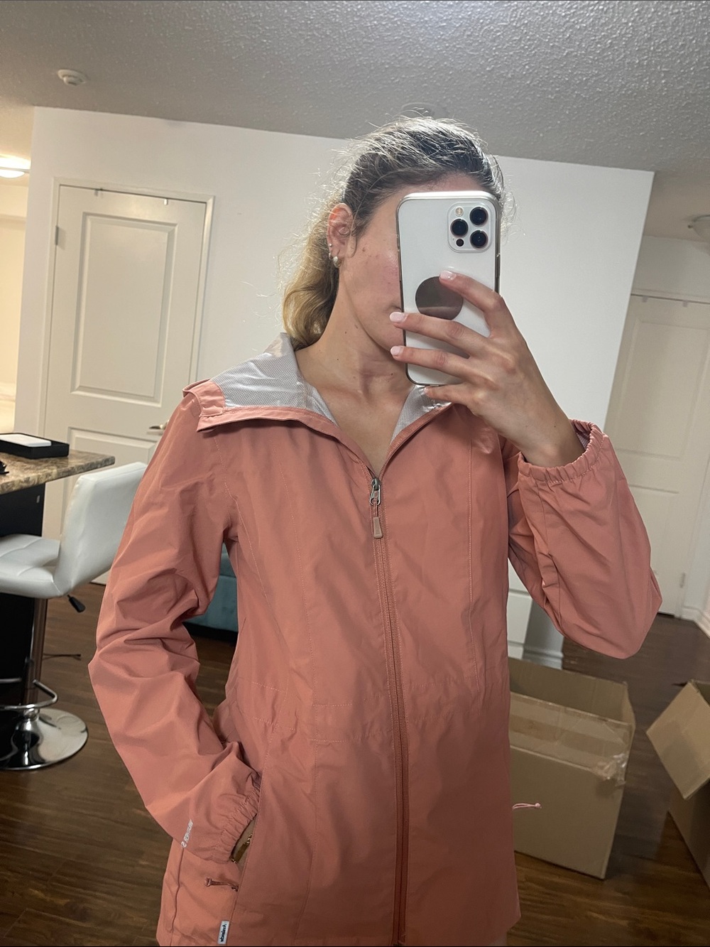 Lightweight Womens Hooded Shell Jacket - Dusty Rose